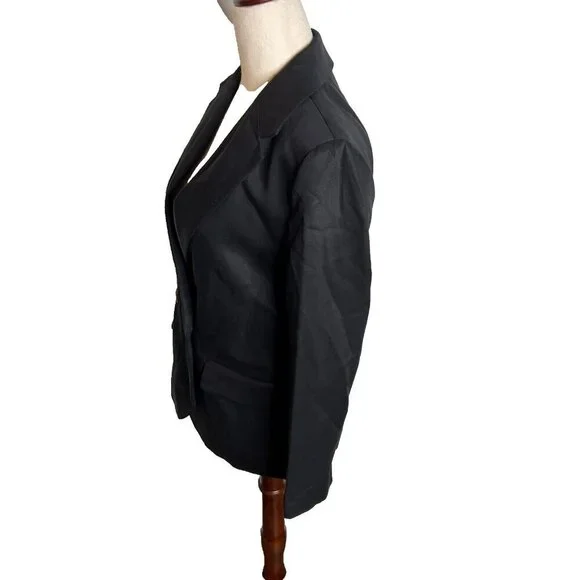 J.Crew Petite $218 Drapey twill double-breasted blazer Black Size 8P CB292
